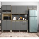 Ver imagem 1 de Cozinha Compacta 4 Peças Balcão 120cm com Tampo Versalhes Freijó/Gris