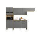 Ver imagem 3 de Cozinha Compacta 4 Peças Balcão 120cm com Tampo Versalhes Freijó/Gris
