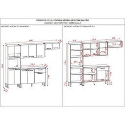 Cozinha 12 Portas Balcão 1 Gaveta Versalhes - 4 Cozinha 12 Portas Balcão 1 Gaveta Versalhes - 4