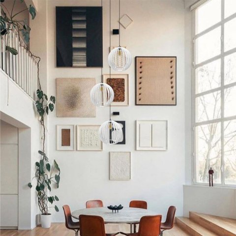 Lustre Pendente para Sala Pé Direito Duplo Trio Ball P7 - Branco