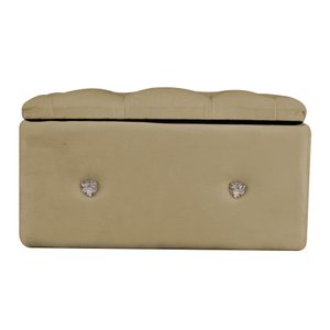 Mini Baú Porta Jóia Suede Botão Cristal Madri Bege Dimazza Móveis Mini Baú Madri