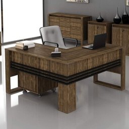 Kit 2 Peças com Escrivaninha em L com Cadeira de Escritório Diretor Tela Mesh - 7