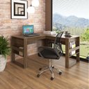 Ver imagem 2 de Kit 2 Peças com Escrivaninha em L com Cadeira de Escritório Diretor Tela Mesh