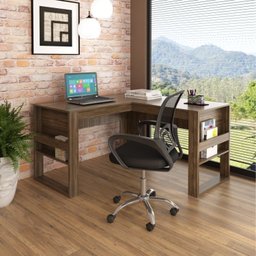 Kit 2 Peças com Escrivaninha em L com Cadeira de Escritório Diretor Tela Mesh - 2