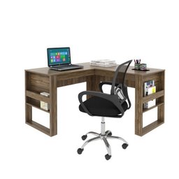 Kit 2 Peças com Escrivaninha em L com Cadeira de Escritório Diretor Tela Mesh - 3