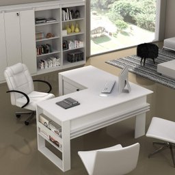 Kit 2 Peças com Escrivaninha em L com Cadeira de Escritório Diretor Tela Mesh - 5