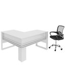 Ver imagem 2 de Conjunto 2 Peças com Escrivaninha em L com Cadeira de Escritório Diretor Tela Mesh Branco