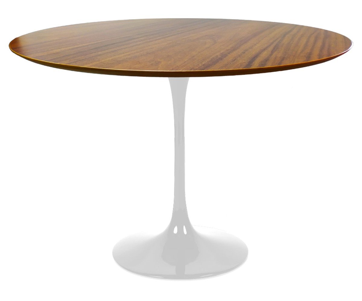 Mesa de Jantar Saarinen Redonda Branca com Tampo Madeira - Várias Opções - Madeira Imbuia - 100cm - 3