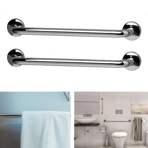 Alça Apoio 40Cm Aço Inox Kit 2 Uni Anti Queda Cadeirante Pcd Acessibilidade Escada Corrimao Varanda 