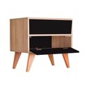 Ver imagem 3 de Mesa de Cabeceira Bréscia MDP Moderno Carvalho e Preto Mercado Das Prateleiras