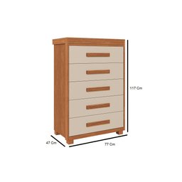Cômoda Gaveteiro Paris Pés Madeira Maciça Camas Fenix - 3