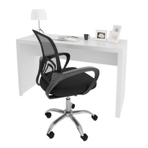 Kit 2 Peças com Escrivaninha 127cm Me4135 e Cadeira Diretor Tela Mesh Tok 3310 Espresso Móveis