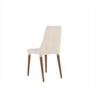 Ver mais imagens de Kit de 6 Cadeiras de Madeira Maciça Estofada Lara - Natural C/ Linho Off White - Champanhe