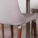Ver imagem 2 de Kit de 6 Cadeiras de Madeira Maciça Estofada Lara - Natural C/ Linho Off White - Champanhe