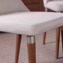 Ver imagem 3 de Kit de 6 Cadeiras de Madeira Maciça Estofada Lara - Natural C/ Linho Off White - Champanhe