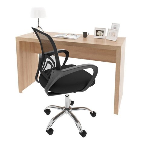 Conjunto 2 Peças com Escrivaninha 127cm ME4135 e Cadeira Diretor Tela Mesh Tok 3310 Espresso Móveis Marrom/Amendoa
