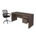 Ver imagem 3 de Kit 2 Peças com Escrivaninha 3 Gavetas com Cadeira de Escritório Diretor Tela Mesh