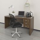 Ver imagem 1 de Kit 2 Peças com Escrivaninha 3 Gavetas com Cadeira de Escritório Diretor Tela Mesh