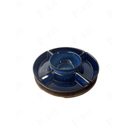 Petisqueira de Madeira com 5 Bowls de Cerâmica Azul Un0011 Btc - 1