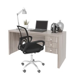 Kit 2 Peças com Escrivaninha 3 Gavetas com Cadeira de Escritório Diretor Tela Mesh - 2