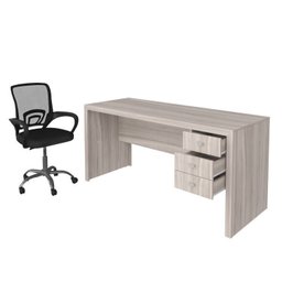 Kit 2 Peças com Escrivaninha 3 Gavetas com Cadeira de Escritório Diretor Tela Mesh - 3