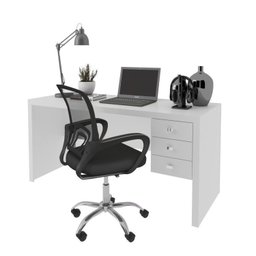 Kit 2 Peças com Escrivaninha 3 Gavetas com Cadeira de Escritório Diretor Tela Mesh - 5