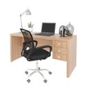 Ver imagem 2 de Kit 2 Peças com Escrivaninha 3 Gavetas com Cadeira de Escritório Diretor Tela Mesh