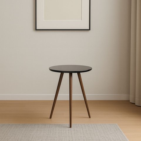 Mesa Lateral Redonda Tampo Fina Alta - Preto