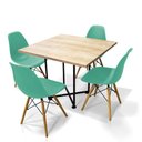 Ver imagem 1 de Mesa de Jantar 4 Lugares Natural Jade 90cm e Kit 4 Cadeiras Eiffel D03 - D'Rossi