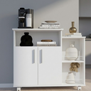 Ver imagem 3 de Armário Organizador para Sala 2 Portas com Nicho Superior Branco – Estante Decorativa