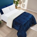 Ver imagem 1 de Coberdrom Cobertor Meggy Poá Solteiro Sherpa Manta Flannel Bolinhas - Azul Marinho