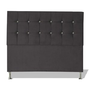 Cabeceira de Cama Box Cristal King 195 Cm Botão Strass Suede Grafite do Lar Móveis
