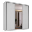 Ver imagem 2 de Guarda Roupa Casal 2,19m 3 Portas de Correr C/ Espelho Mdf Cor:branco
