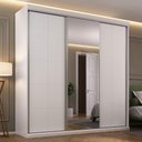 Ver imagem 1 de Guarda Roupa Casal 2,19m 3 Portas de Correr C/ Espelho Mdf Cor:branco