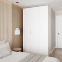 Ver imagem 1 de Guarda Roupa Planejado 3 Portas com Cabideiro Hera CabeCasa MadeiraOriginals Branco/Algodão/Cinza Cromado