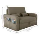 Ver imagem 3 de Sofá Cama Íris 2 Lugares 140cm Cappuccino Veludo com Baú Matrix