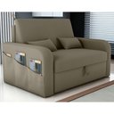 Ver imagem 1 de Sofá Cama Íris 2 Lugares 140cm Cappuccino Veludo com Baú Matrix