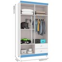 Ver mais imagens de Guarda Roupa Infantil 4 Portas com Cômoda 5 Gavetas Baby Kids Branco Azul Incorplac