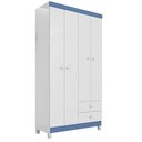 Ver imagem 5 de Guarda Roupa Infantil 4 Portas com Cômoda 5 Gavetas Baby Kids Branco Azul Incorplac