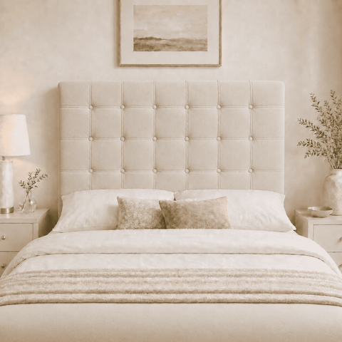 Cabeceira Ana Estofada Suede p/ Cama Box Casal King 195cm Quarto
