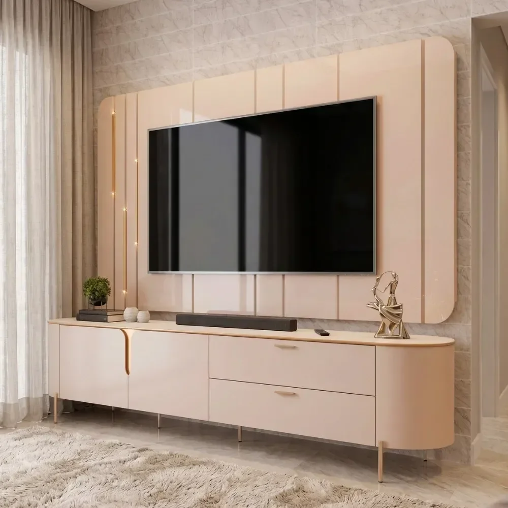 Rack para Sala com Painel para TV 75 pol Dion D05 Off White - Lyam Decor