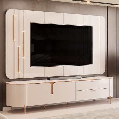 Rack para Sala com Painel para TV 75 pol Dion D05 Off White - Lyam Decor