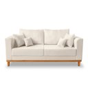 Ver imagem 4 de Kit Sofá 3 Lugares e 2 Poltronas Beny Viena com Almofadas Decorativa Linho Bege - Madeira Prima Decc