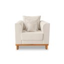 Ver imagem 6 de Kit Sofá 3 Lugares e 2 Poltronas Beny Viena com Almofadas Decorativa Linho Bege - Madeira Prima Decc