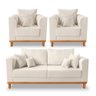 Kit Sofá 3 Lugares e 2 Poltronas Beny Viena com Almofadas Decorativa Linho Bege - Madeira Prima Decc - 1
