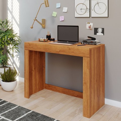 Escrivaninha Mesa Escritório Multiuso Cléo 1 Gaveta 95cm Cinamomo Marrom