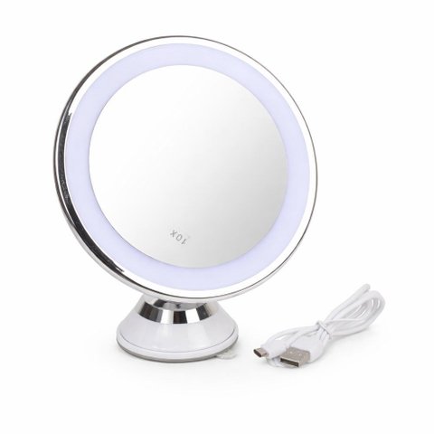 Espelho de Mesa Redondo Led para Maquiagem com Usb - Branca