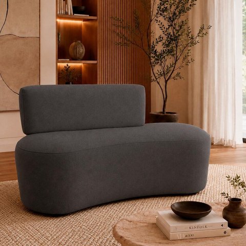 Sofá Decorativo Orgânico Curvo Sala de Estar Feijão 110cm - Paraná Metal:Cinza Chumbo
