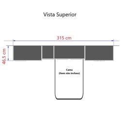 Guarda Roupa Dormitório Modulado Alpes Solteiro Bancada de Estudo - Roupeiro Luciane M05:azul - 5
