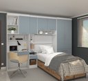Ver imagem 1 de Guarda Roupa Dormitório Modulado Alpes Solteiro Bancada de Estudo - Roupeiro Luciane M05:azul